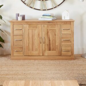 Solid Oak 6 Drawer Side Board - Mobel