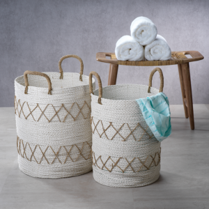 Set of 2 Woven Storage Baskets