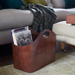 Leather Storage Basket - Curved